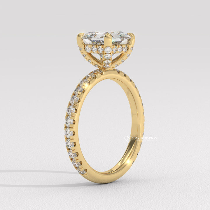  Princess classic engagement ring, Princess modern engagement ring, Princess three-stone engagement ring, Princess side stone engagement ring, Princess cathedral engagement ring