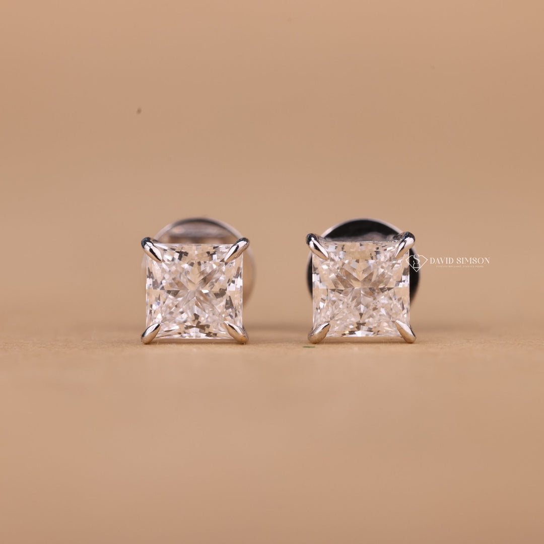 Princess cut moissanite stud earrings
Moissanite diamond earrings for her
Princess cut solitaire earrings