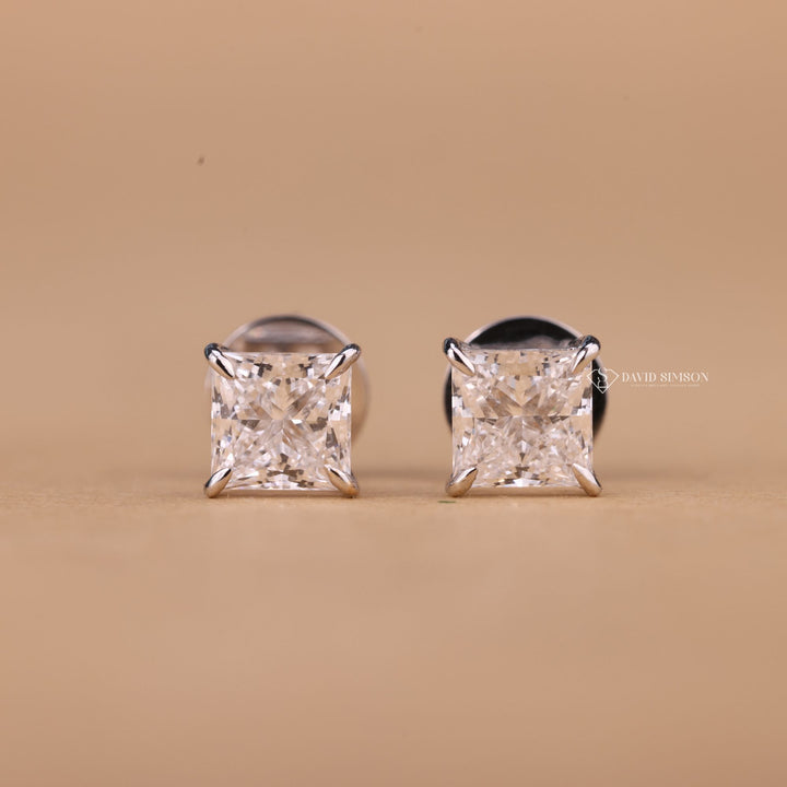 Princess cut moissanite stud earrings
Moissanite diamond earrings for her
Princess cut solitaire earrings