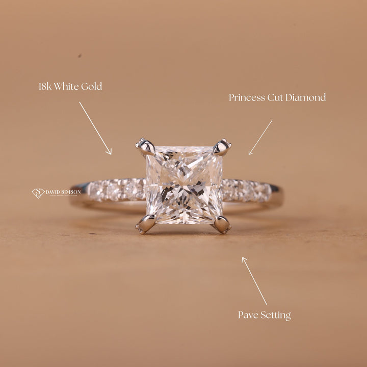 Hidden halo princess
Lab diamond alternative
VVS1 moissanite jewelry
DEF colorless moissanite
14k gold princess ring
18k white gold ring
