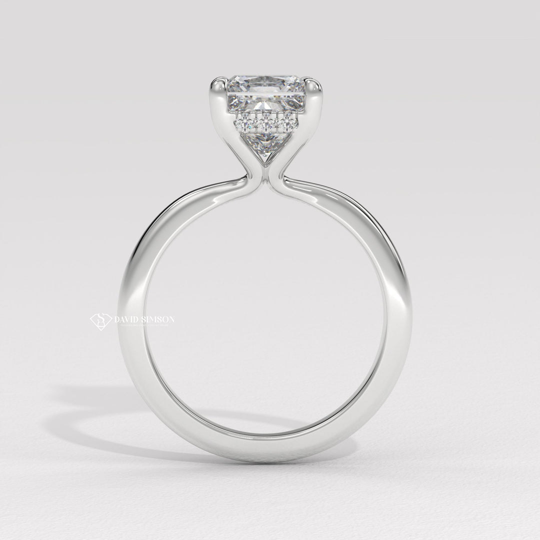 Princess engraved engagement ring, Princess halo diamond engagement ring, Princess solitaire diamond engagement ring, Princess unique diamond engagement ring, Princess custom diamond engagement ring, Princess affordable diamond engagement ring