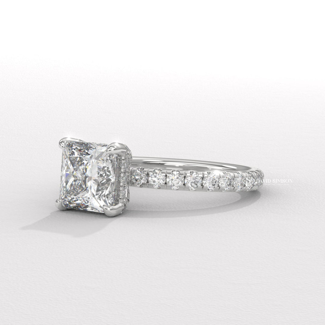 Princess halo diamond engagement ring, Princess solitaire diamond engagement ring, Princess unique diamond engagement ring, Princess custom diamond engagement ring, Princess affordable diamond engagement ring