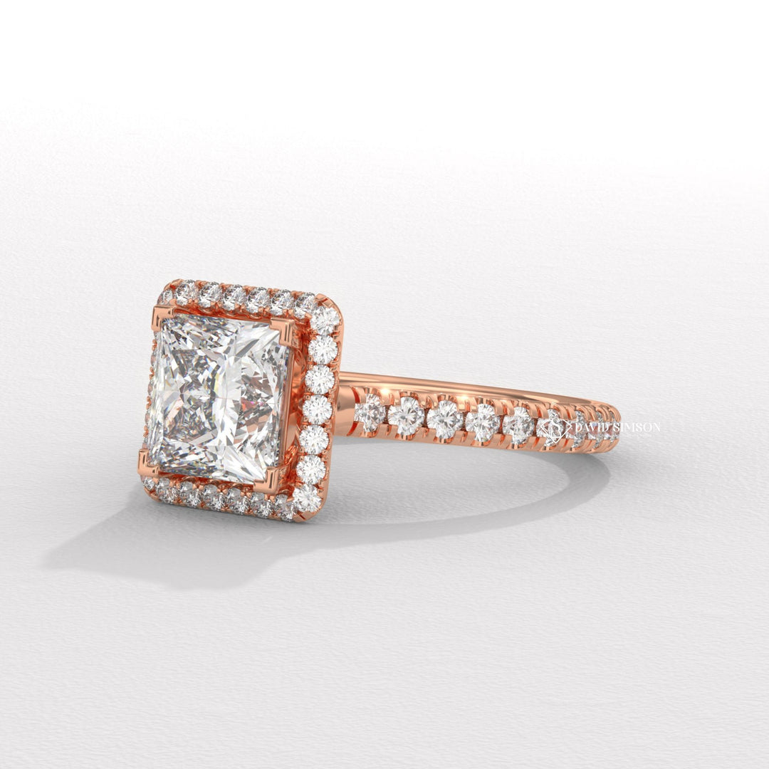 Princess engraved engagement ring, Princess halo diamond engagement ring, Princess solitaire diamond engagement ring, Princess unique diamond engagement ring,