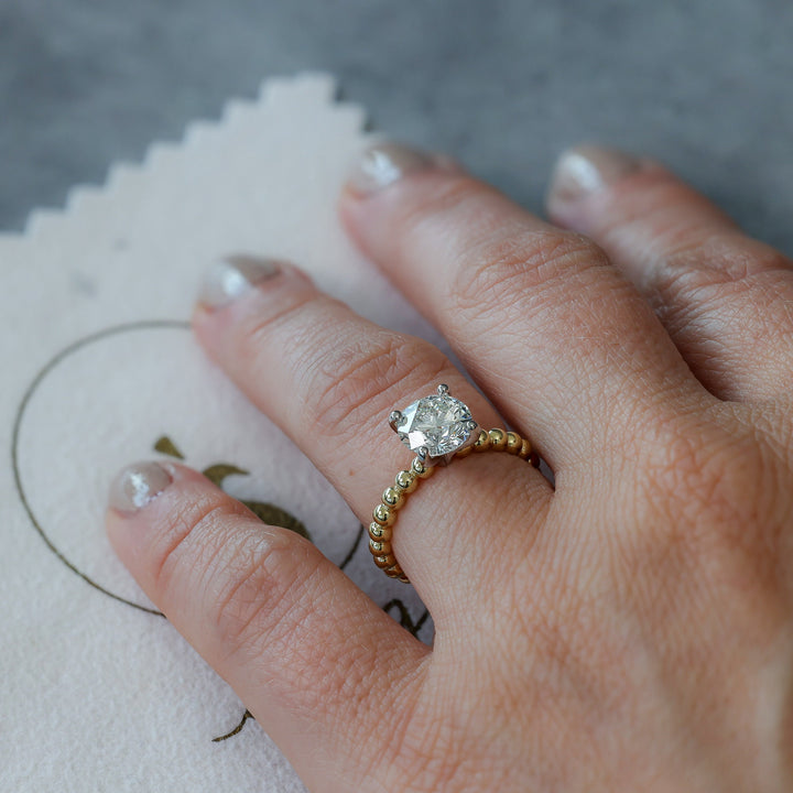 Promise Ring, Anniversary Gift, Dainty Engagement Ring, Gold Engagement Ring, White Gold Accent, 