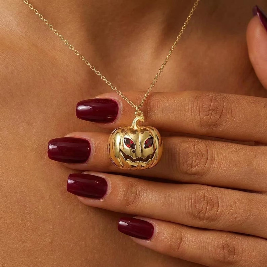 Gold Pumpkin Necklace Halloween Gift For Woman