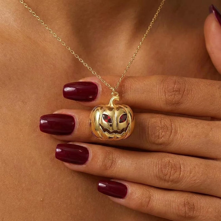 Gold Pumpkin Necklace Halloween Gift For Woman