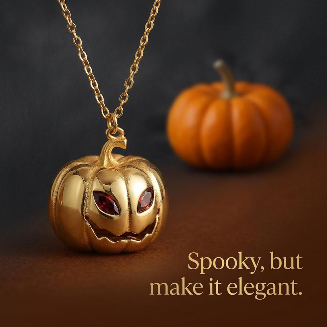 Gold Pumpkin Necklace Halloween Gift For Woman