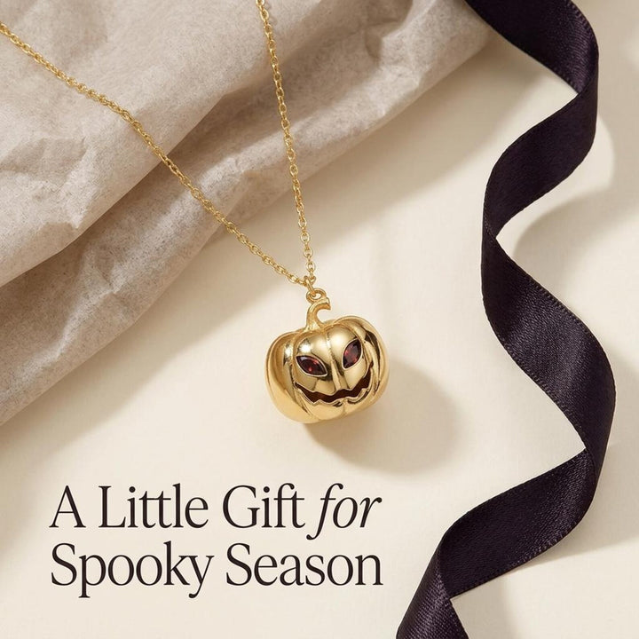 Gold Pumpkin Necklace Halloween Gift For Woman