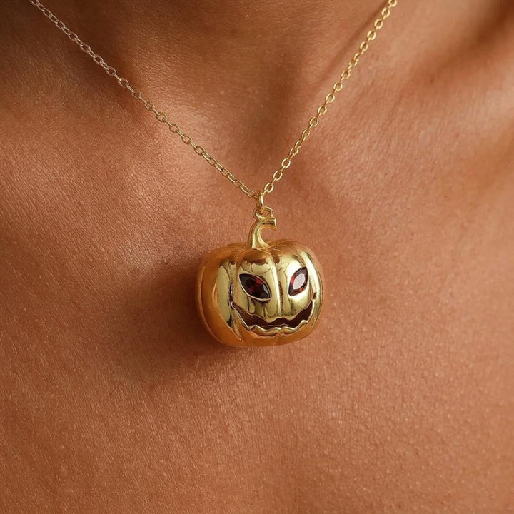 Gold Pumpkin Necklace Halloween Gift For Woman