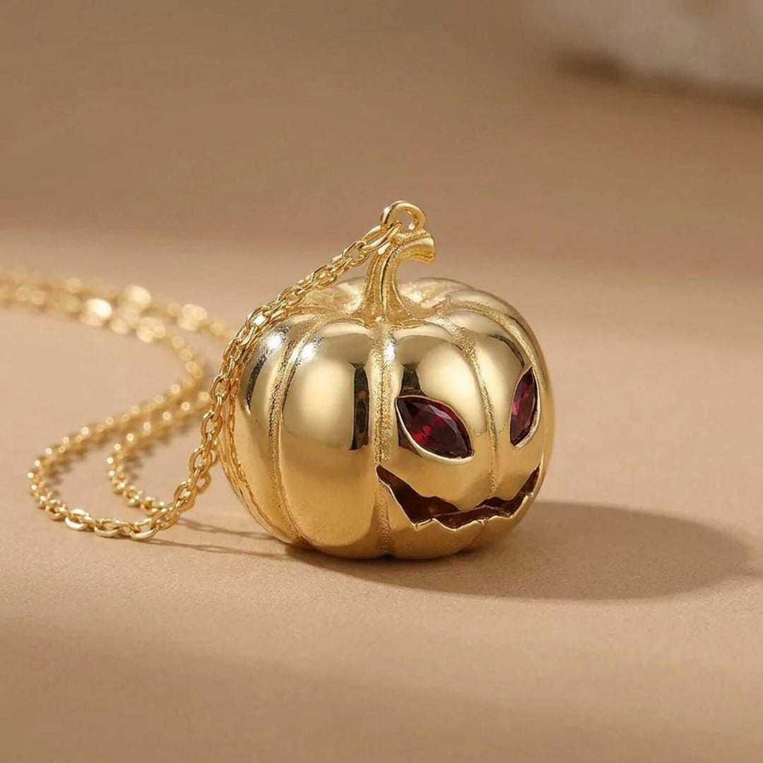 Gold Pumpkin Necklace Halloween Gift For Woman