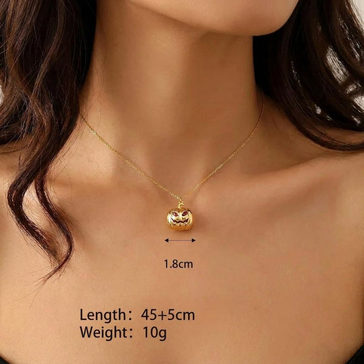 Gold Pumpkin Necklace Halloween Gift For Woman