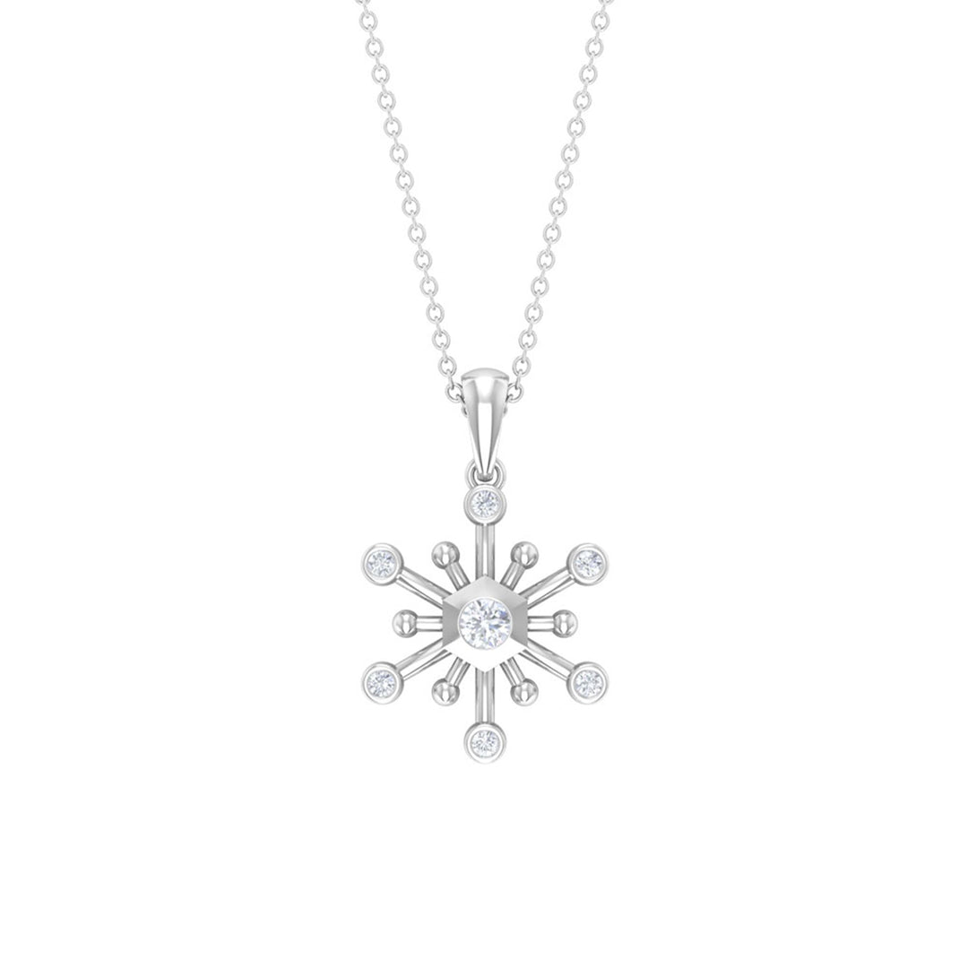 Round Cut Unique Snowflake Pendant for Christmas Gift