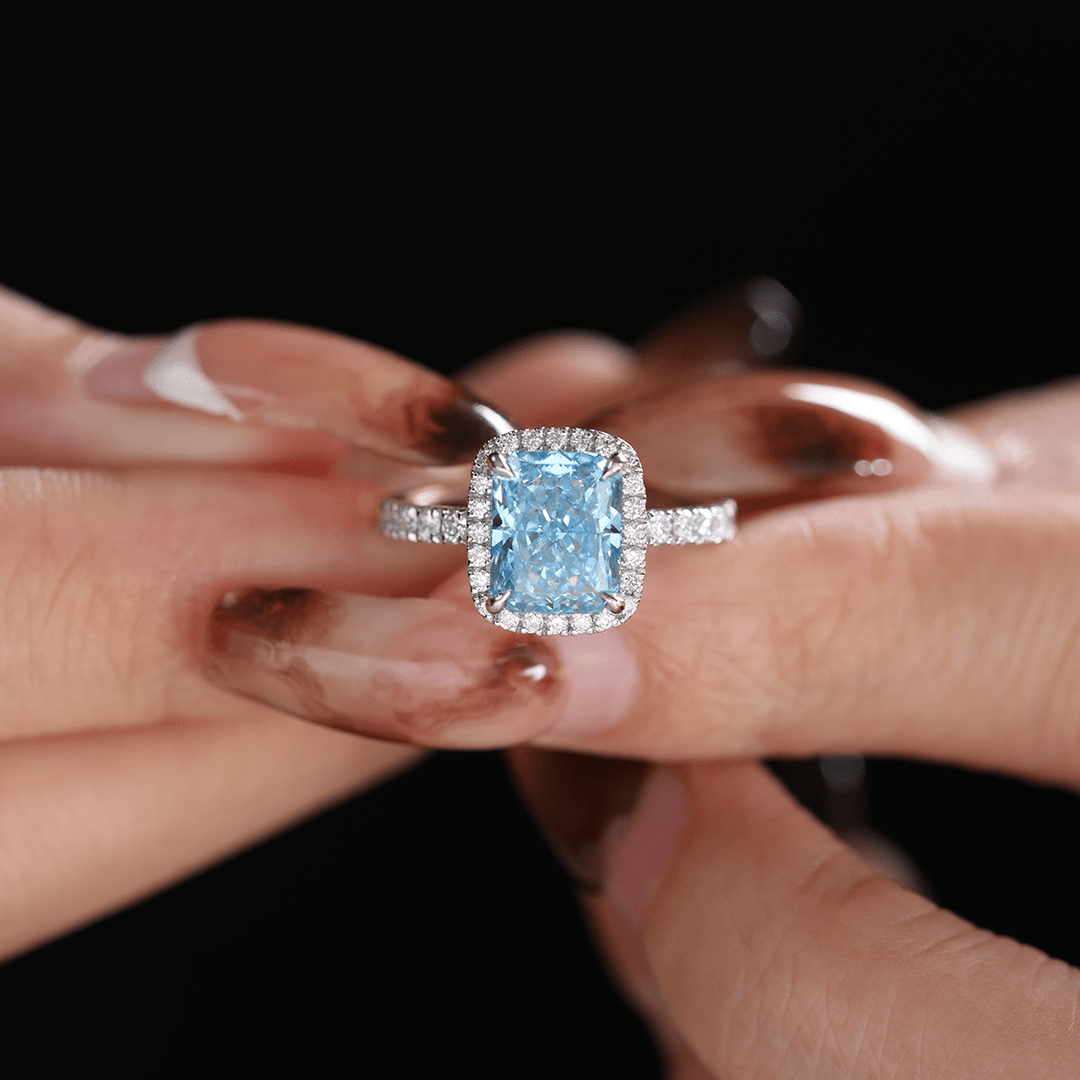 Blue Diamond Halo Ring2 Carat Blue DiamondRadiant Cut Blue DiamondFancy Blue Diamond RingBlue Diamond Engagement Ring
