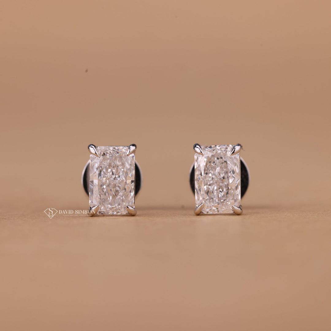 Radiant Cut Diamond, Diamond Stud Earrings, Radiant Cut Earrings, Diamond Studs for Her,