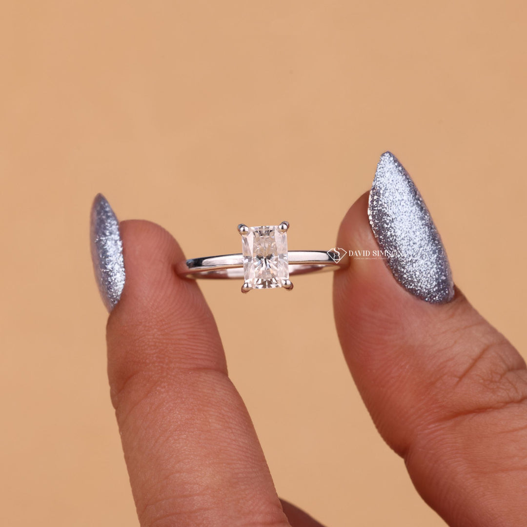 Radiant Cut Moissanite, Hidden Halo Ring, Radiant Engagement Ring, 1ct Moissanite Ring, 2ct Moissanite Ring, 