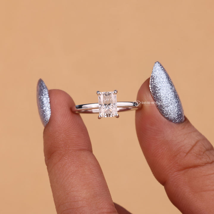 Radiant Cut Moissanite, Hidden Halo Ring, Radiant Engagement Ring, 1ct Moissanite Ring, 2ct Moissanite Ring, 