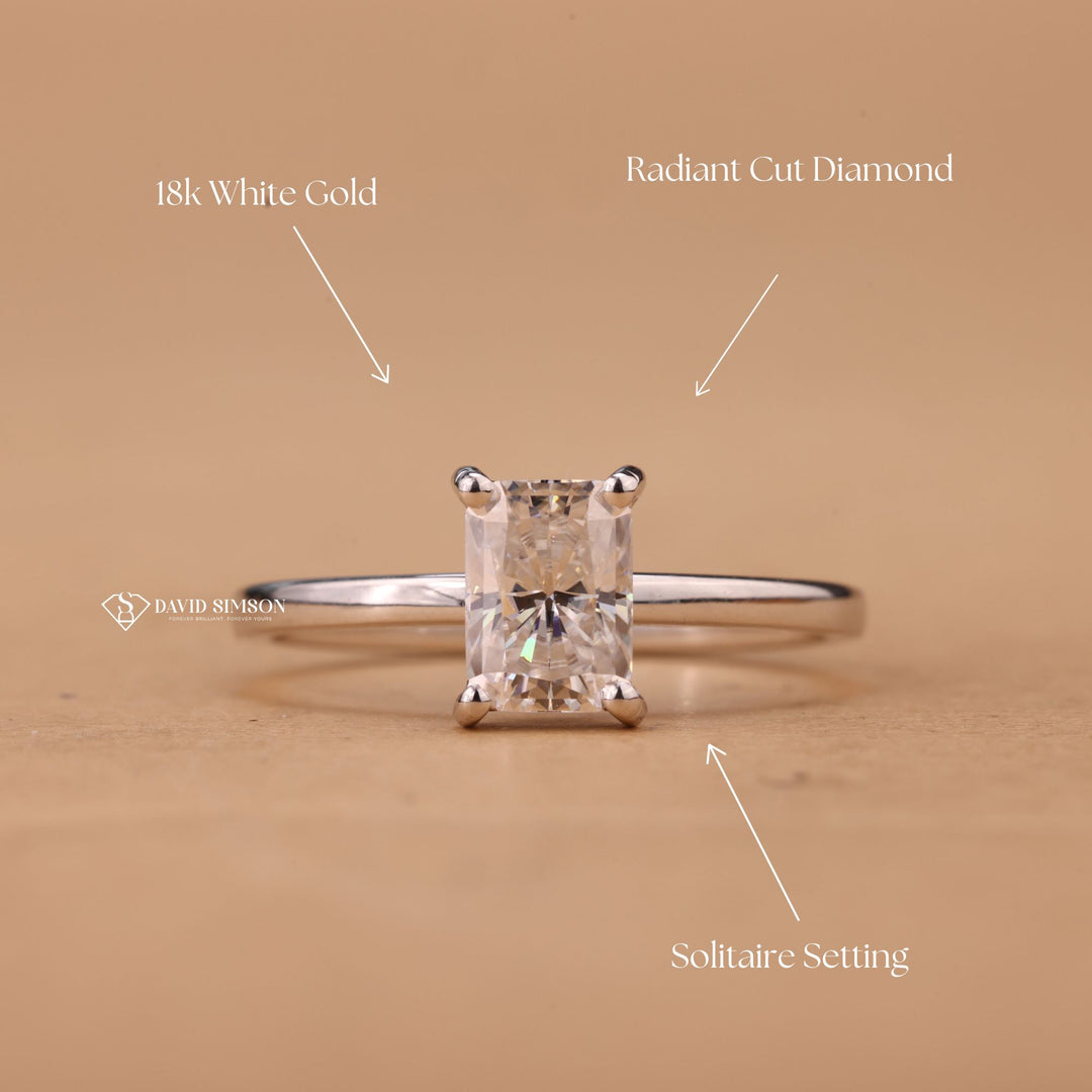 Modern Solitaire Ring, Crushed Ice Radiant, Thin Band Engagement Ring, Radiant Cut Promise Ring, Luxury Moissanite Ring, Ethical Engagement Ring, Personalized Bridal Ring,