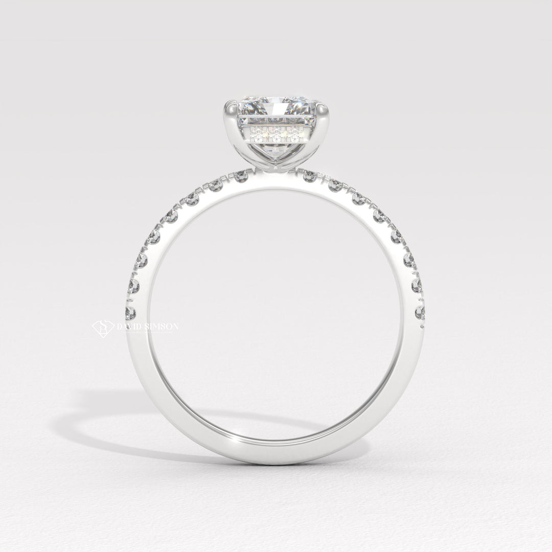 Radiant made-to-order engagement ring, Radiant personalized engagement ring, Radiant exclusive engagement ring, Radiant engraved engagement ring, Radiant halo