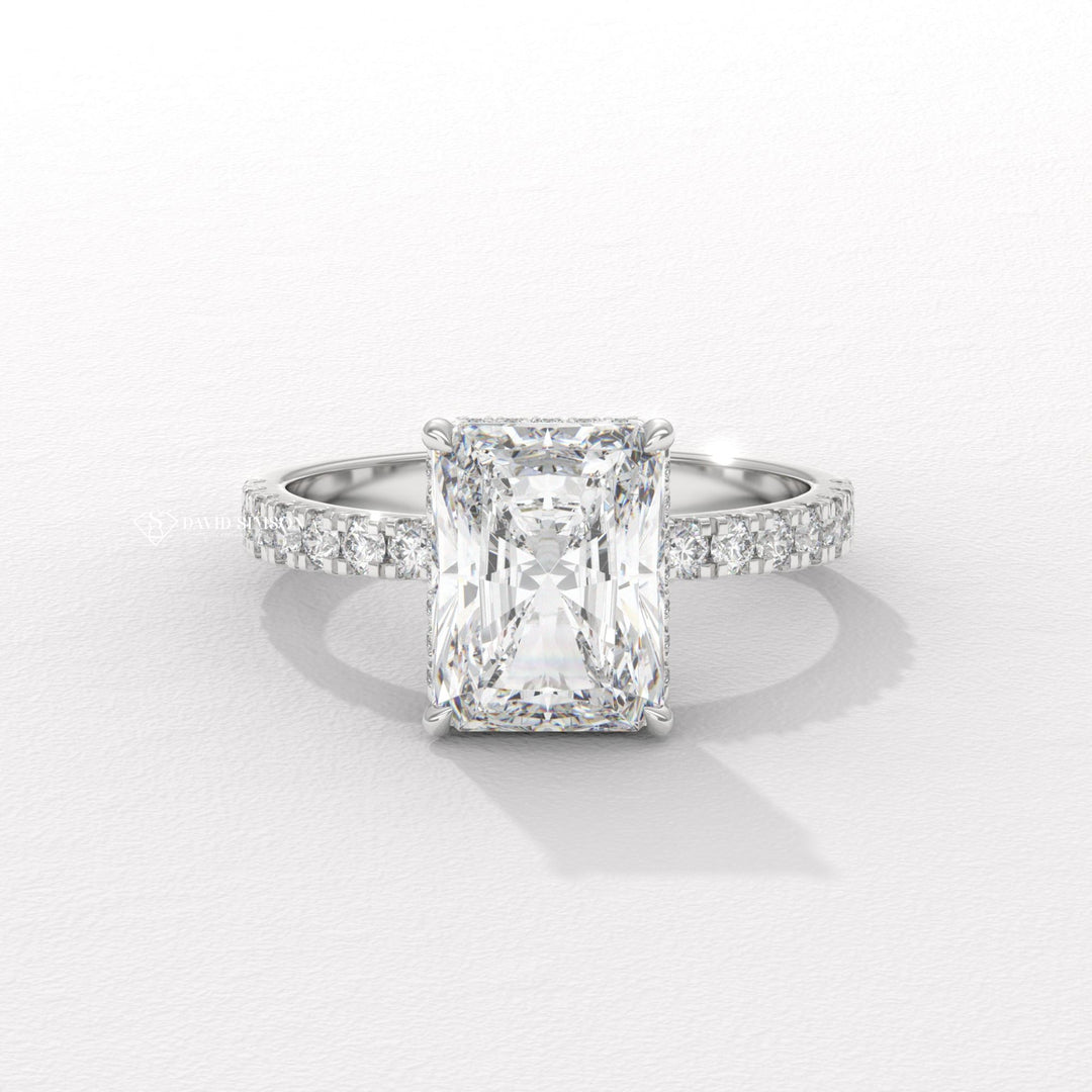 Radiant made-to-order engagement ring, Radiant personalized engagement ring, Radiant exclusive engagement ring, Radiant engraved engagement ring, Radiant halo diamond engagement ring, Radiant solitaire diamond engagement ring
