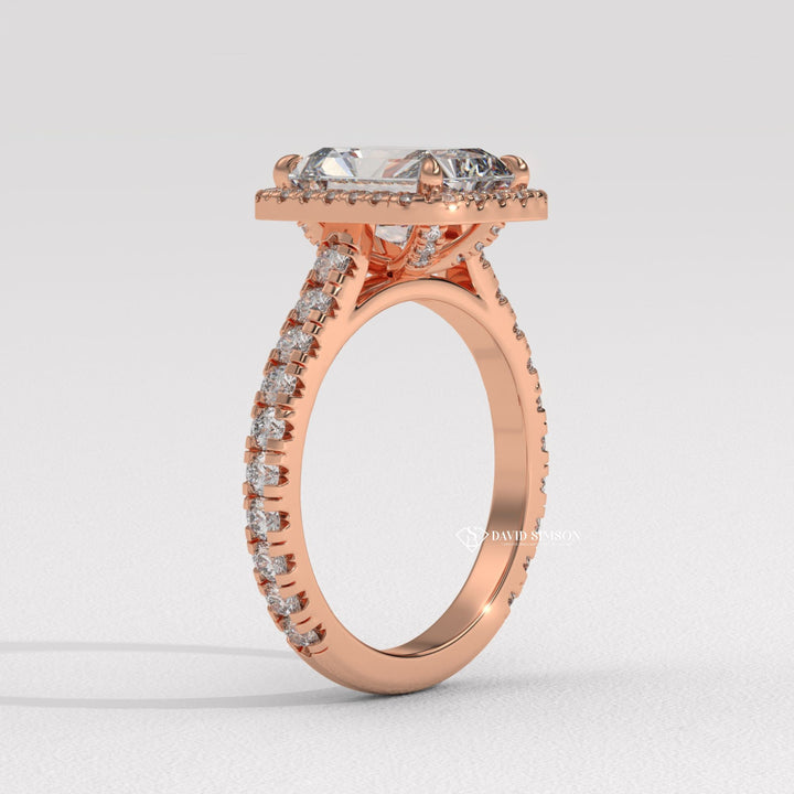 Radiant personalized diamond engagement ring, Radiant exclusive diamond engagement ring, Radiant engraved diamond engagement ring, Radiant affordable luxury diamond engagement ring