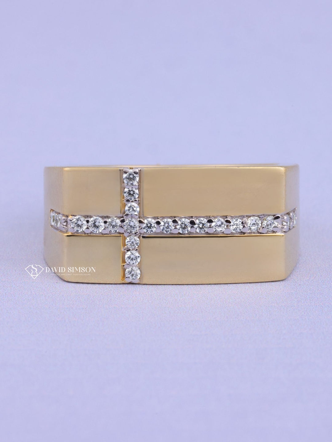 Round Cut Cross Men's Moissanite Diamond Wedding Ring