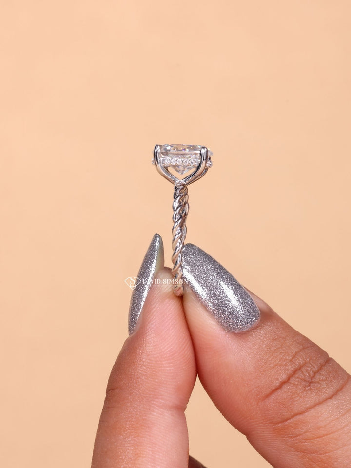 2.0CT Oval Cut Braided Moissanite Engagement Ring