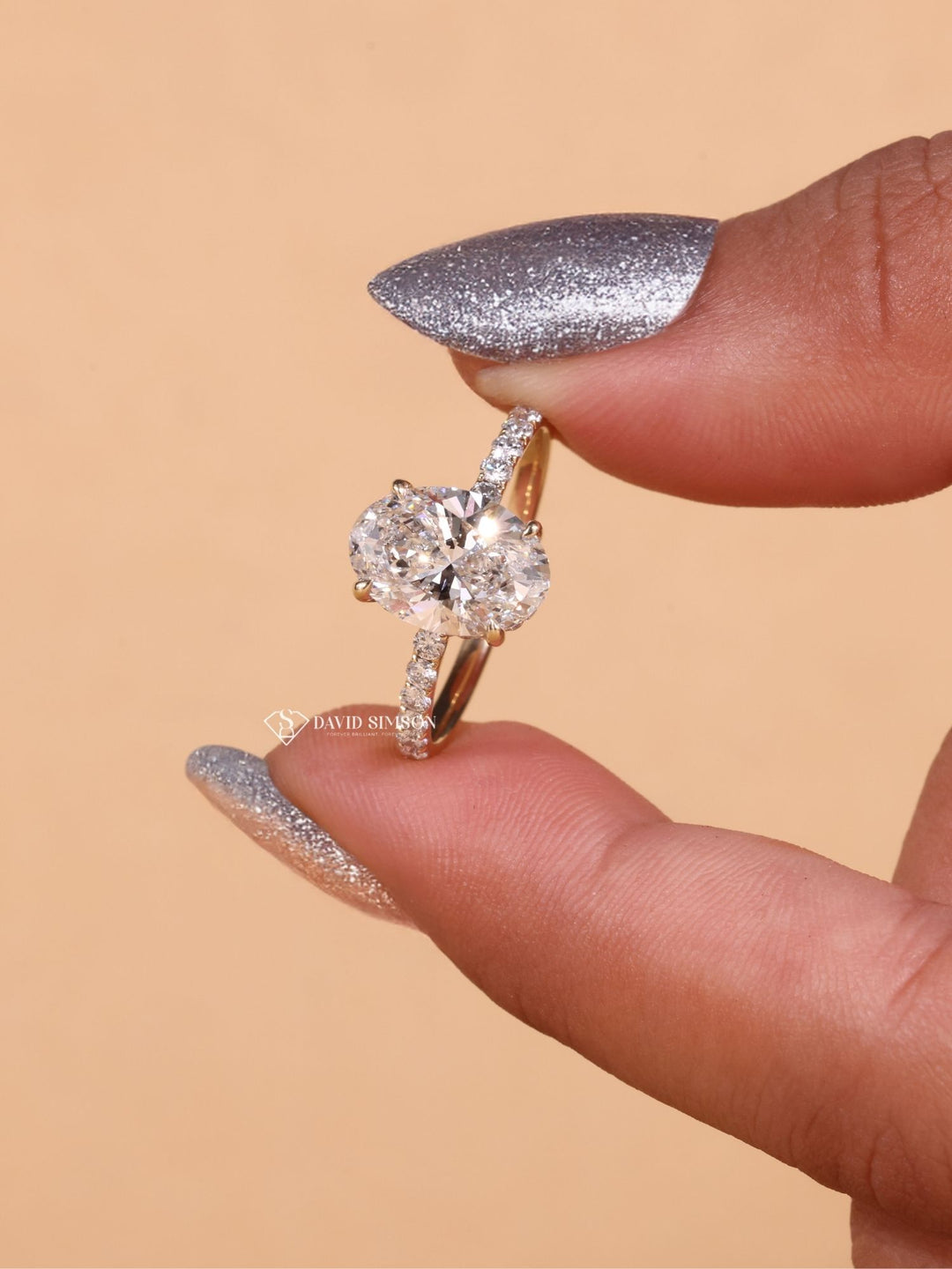 Round Cut Diamond Moissanite Halo Engagement Ring for Women