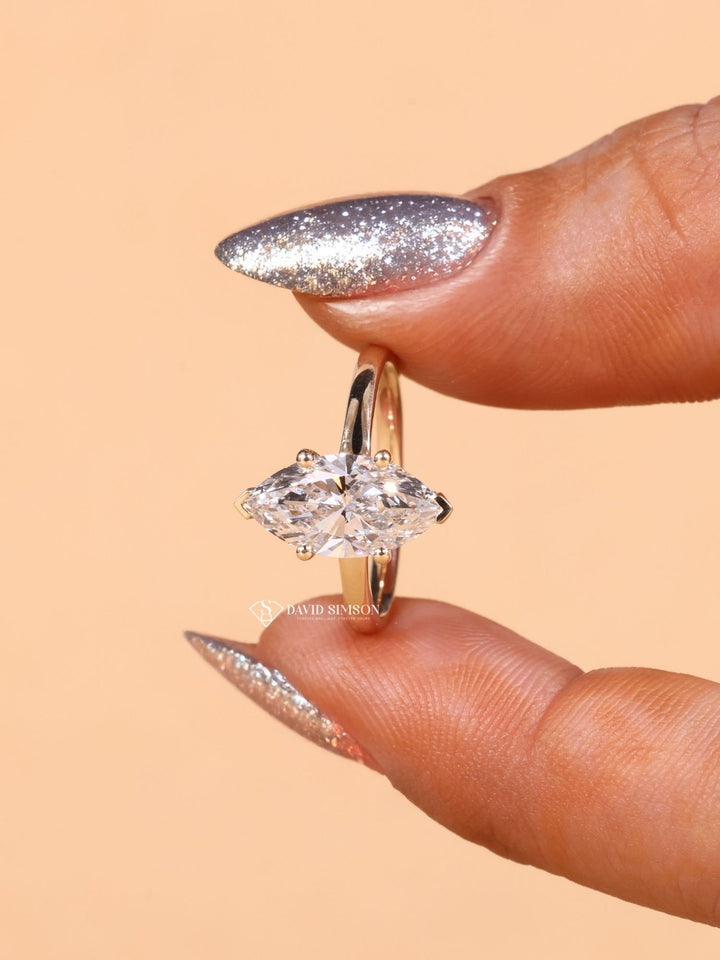 2.50CT-3.50CT Marquise Cut Moissanite Diamond Solitaire Engagement Ring