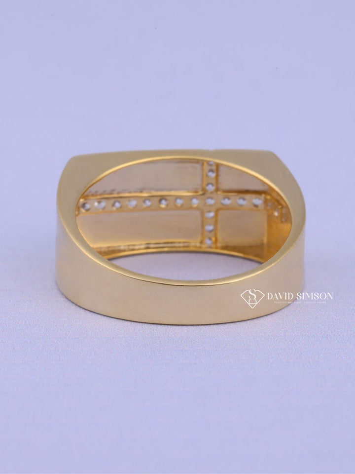 Round Cut Cross Men's Moissanite Diamond Wedding Ring