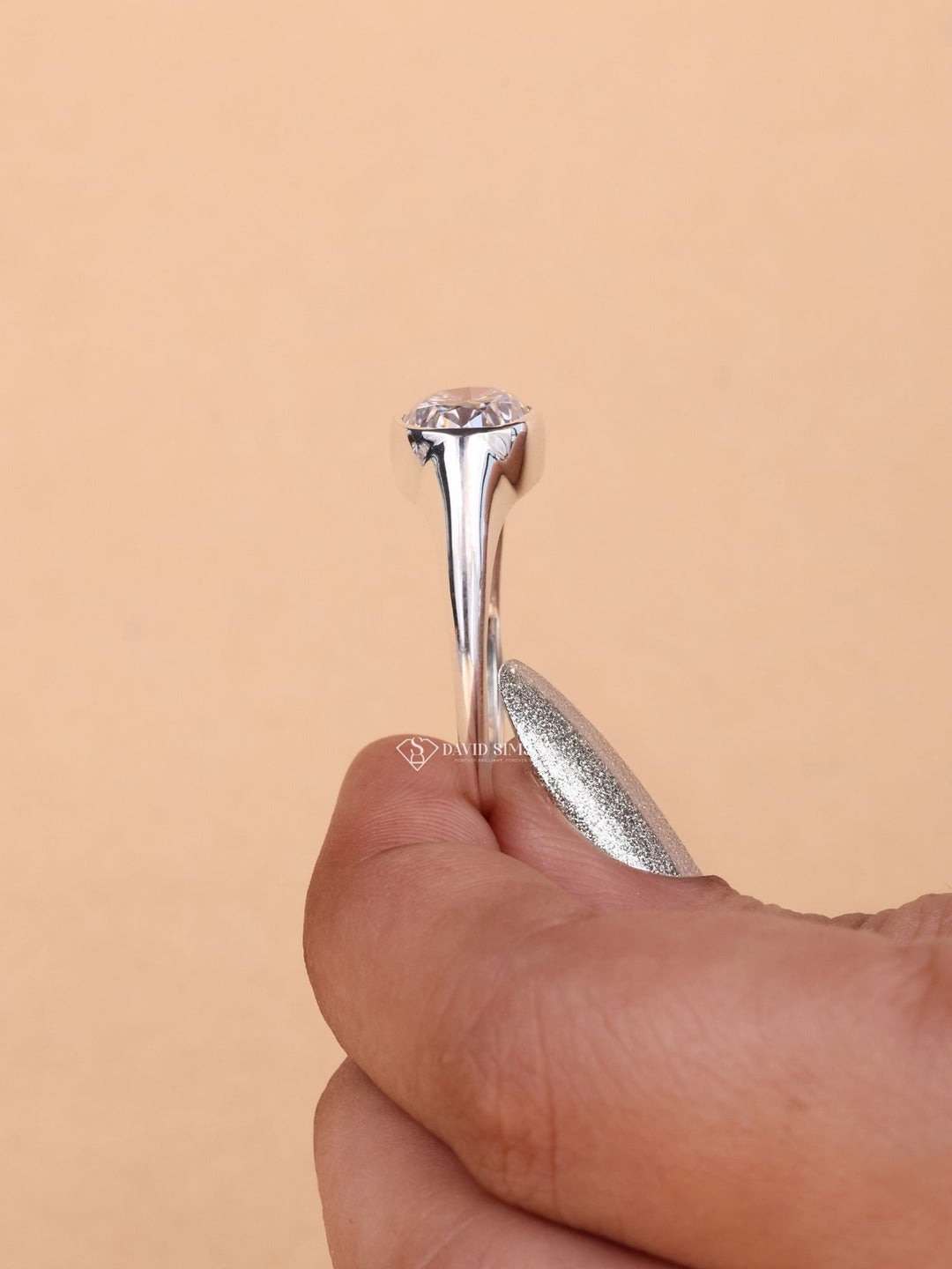 5.0CT-6.0CT Bezel Set Oval Cut Moissanite Diamond Engagement Ring