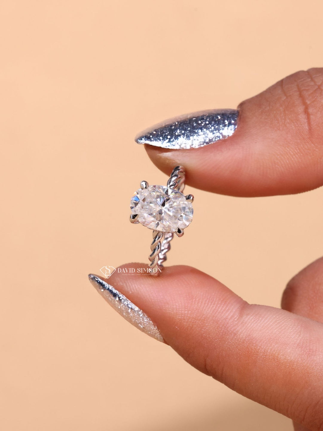 2.0CT Oval Cut Braided Moissanite Engagement Ring
