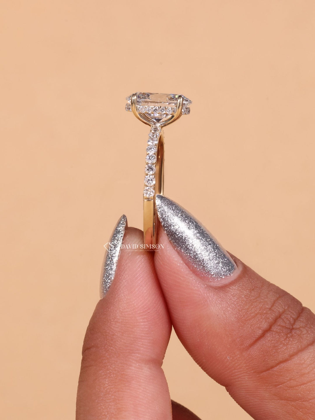 Round Cut Diamond Moissanite Halo Engagement Ring for Women