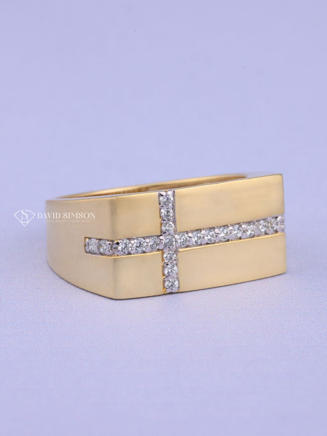 Round Cut Cross Men's Moissanite Diamond Wedding Ring