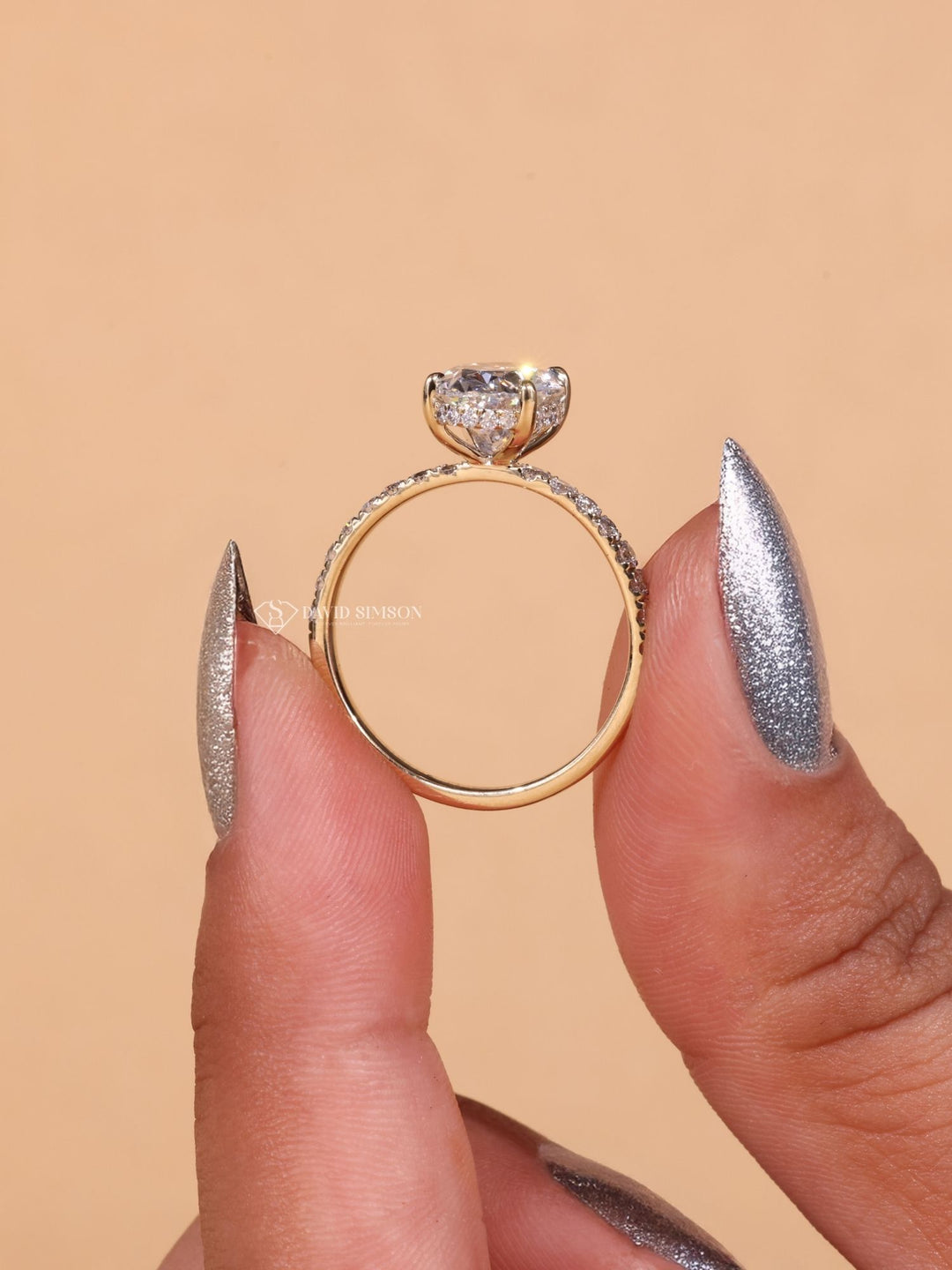 Round Cut Diamond Moissanite Halo Engagement Ring for Women