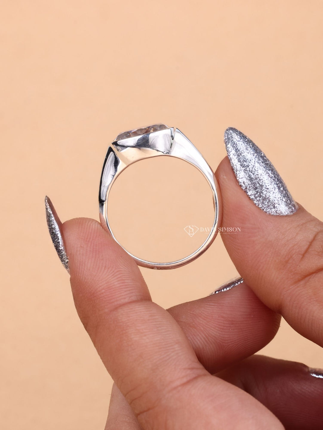 5.0CT-6.0CT Bezel Set Oval Cut Moissanite Diamond Engagement Ring