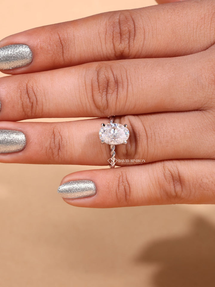 2.0CT Oval Cut Braided Moissanite Engagement Ring