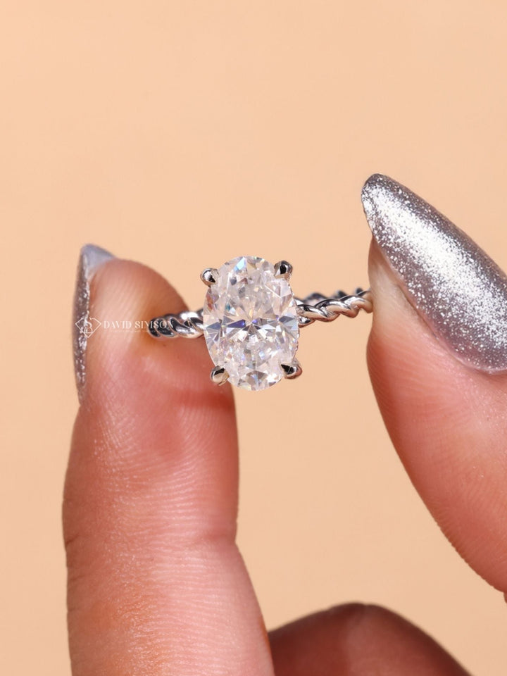 2.0CT Oval Cut Braided Moissanite Engagement Ring