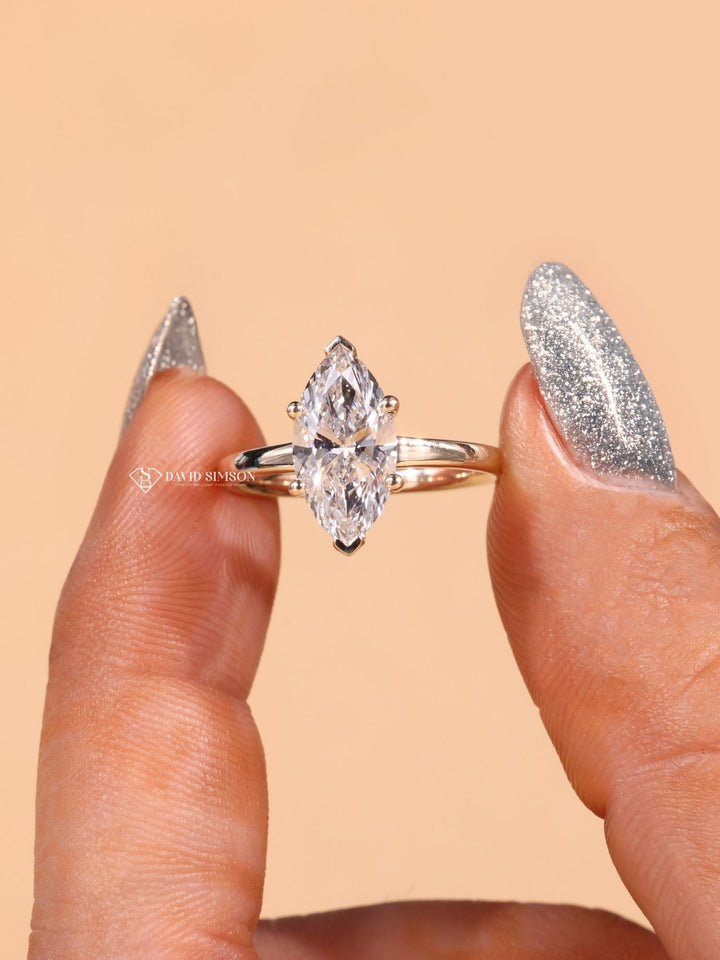 2.50CT-3.50CT Marquise Cut Moissanite Diamond Solitaire Engagement Ring