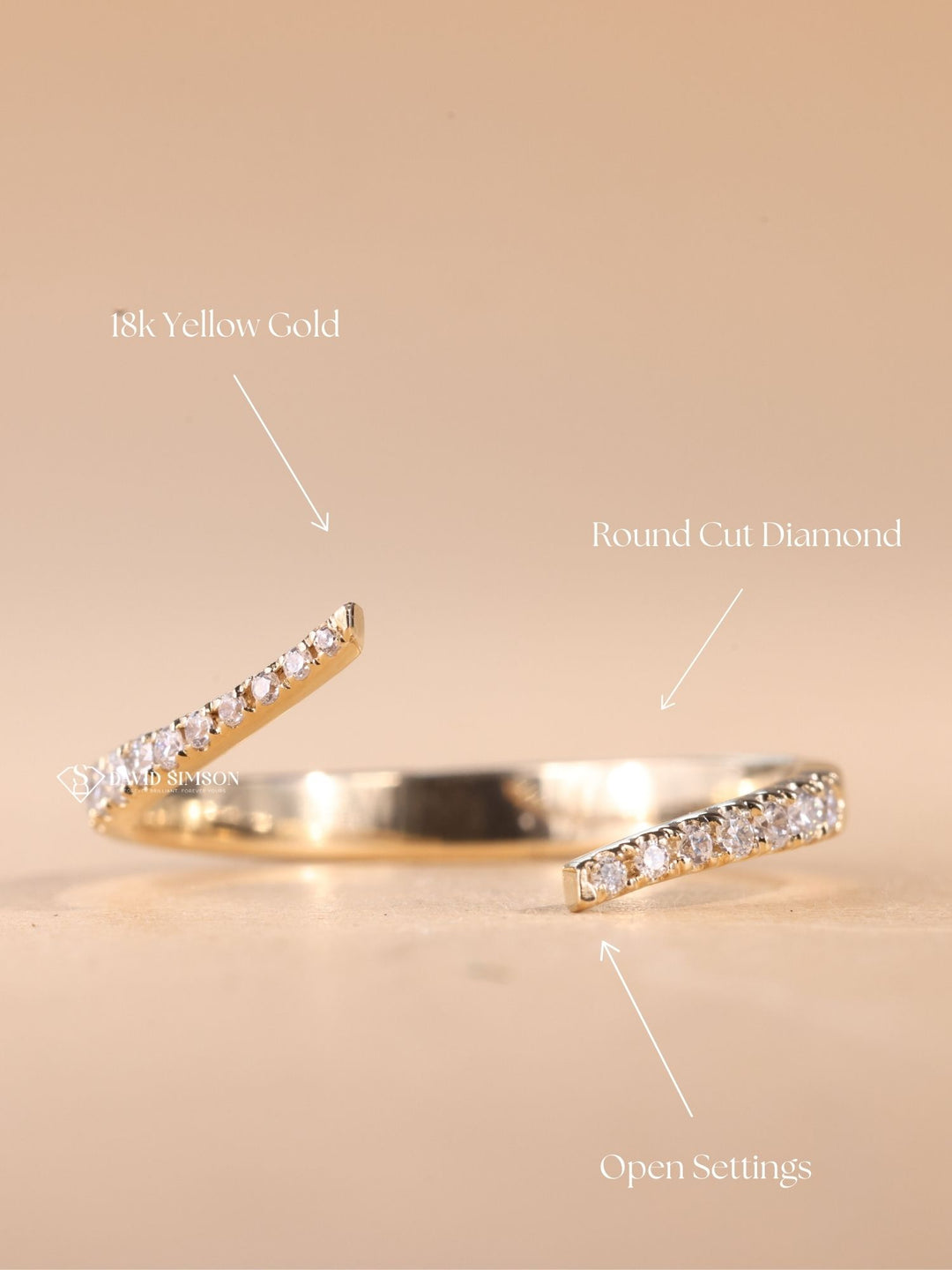 Round Cut Moissanite Diamond Open Unique Wedding Band