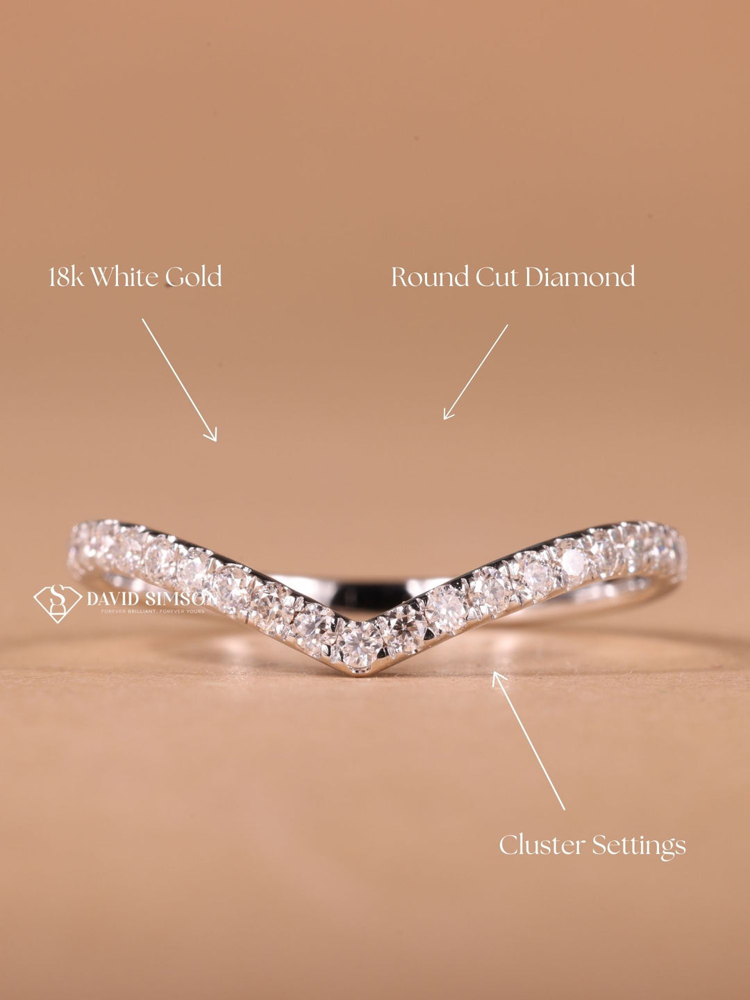Round Cut Moissanite Diamond Curved Wedding Band