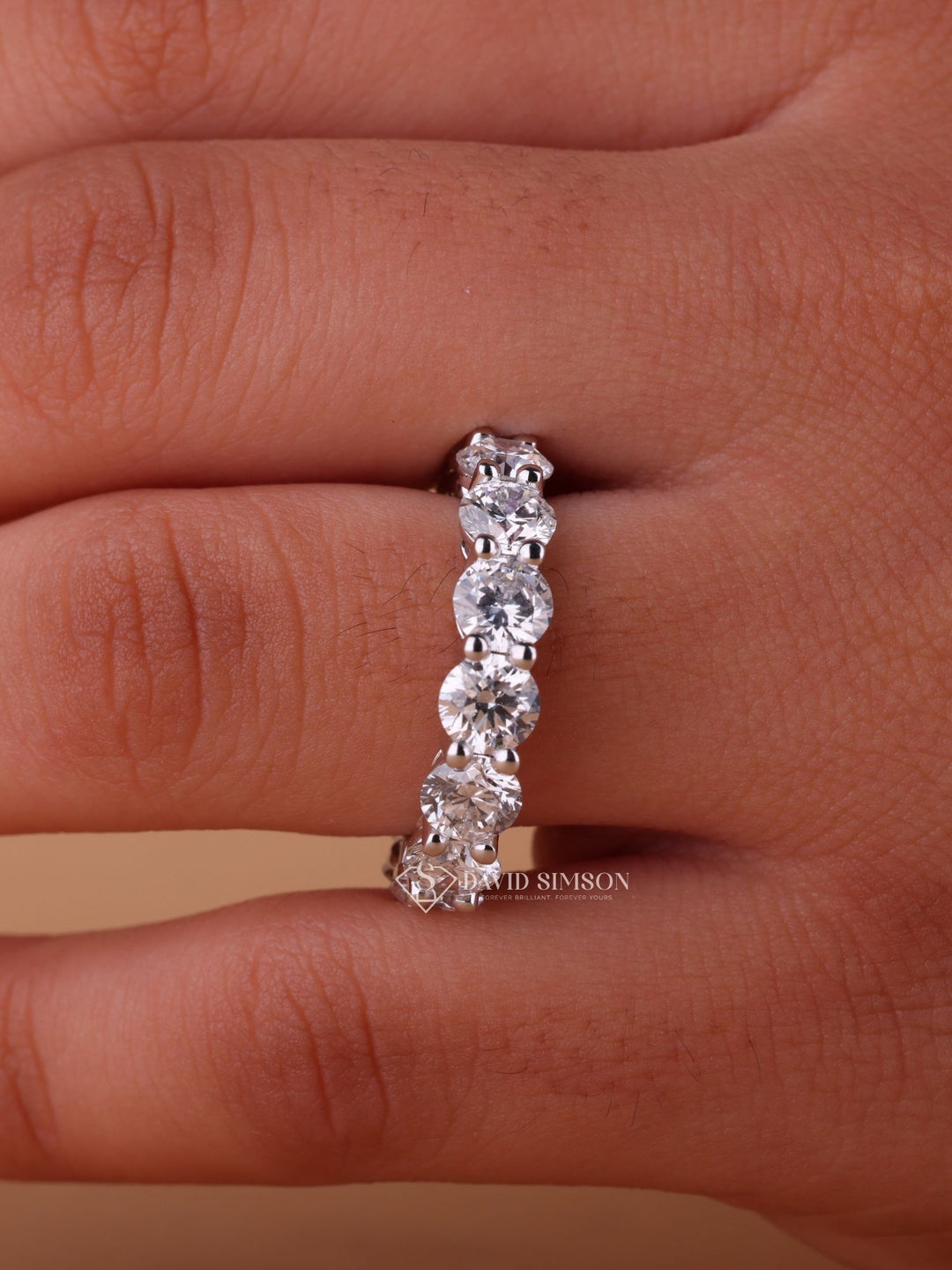 Round Cut Moissanite Diamond Full Eternity Matching Wedding Band