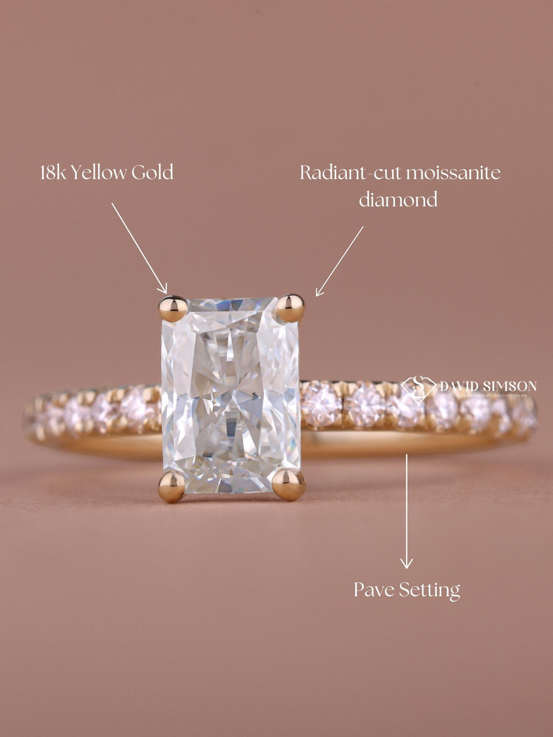 1.50CT-2.50CT Radiant Cut Moissanite Pave Diamond Engagement Ring