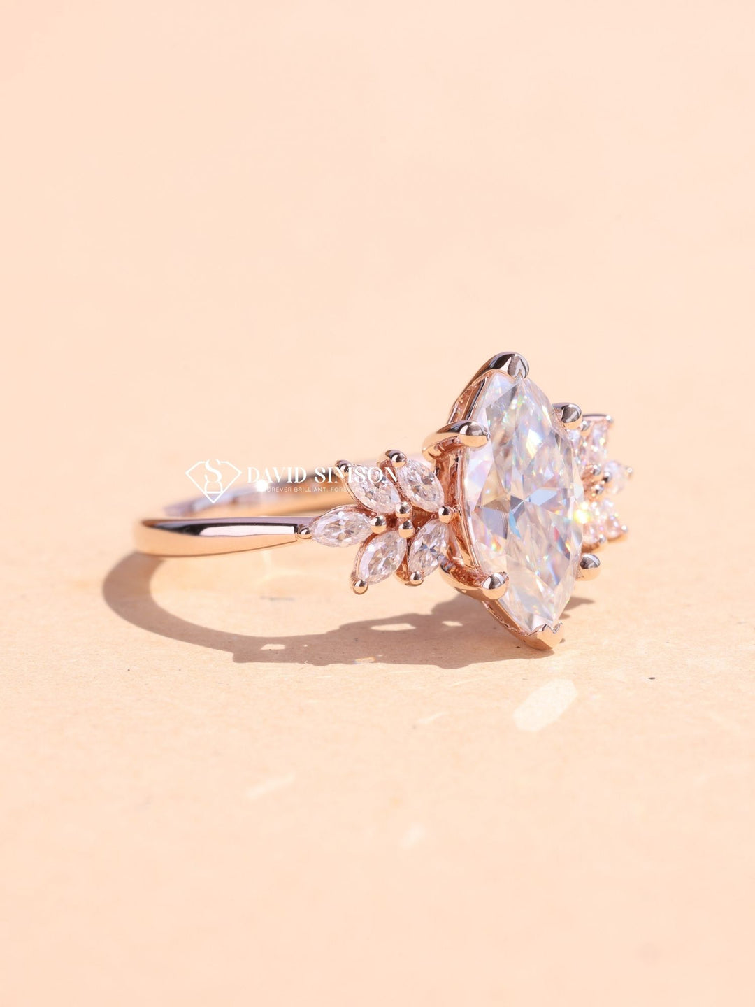 1.50CT-2.50CT Marquise Cut Moissanite Diamond Cluster Engagement Ring