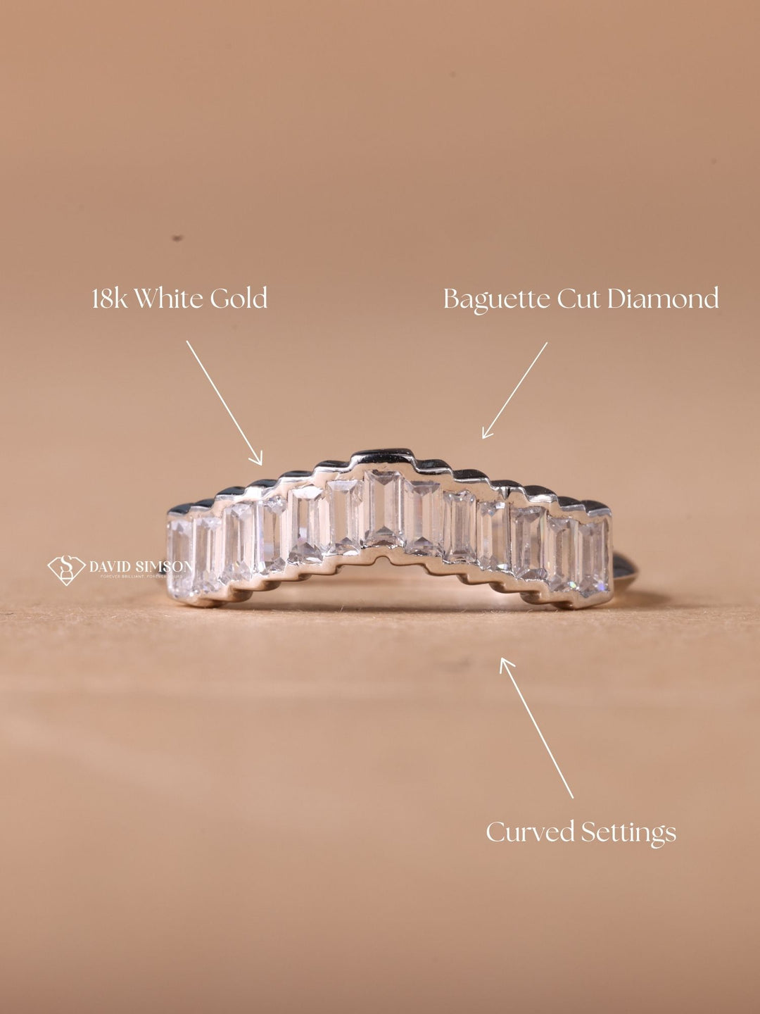 Baguette Cut Moissanite Diamond Unique Curved Wedding Band