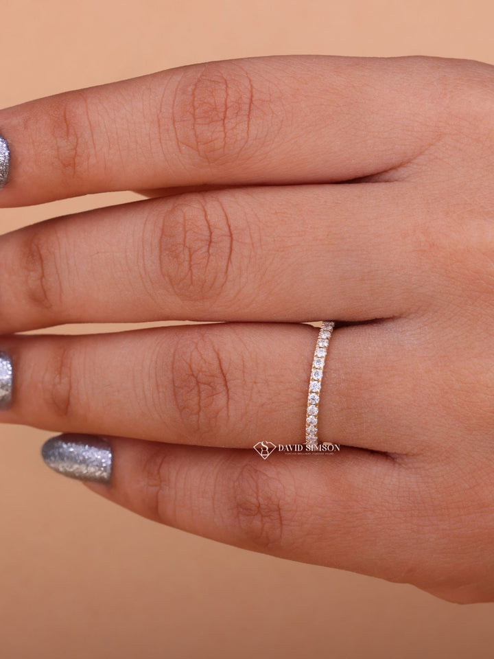 Round Cut Moissanite Diamond Full Eternity Wedding Band