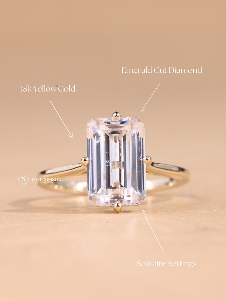5.0CT-6.0CT Emerald Cut Moissanite Hidden Halo Diamond Engagement Ring