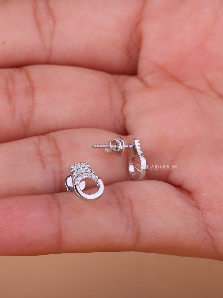 Round Cut Moissanite Diamond handcuffs Earrings for Women