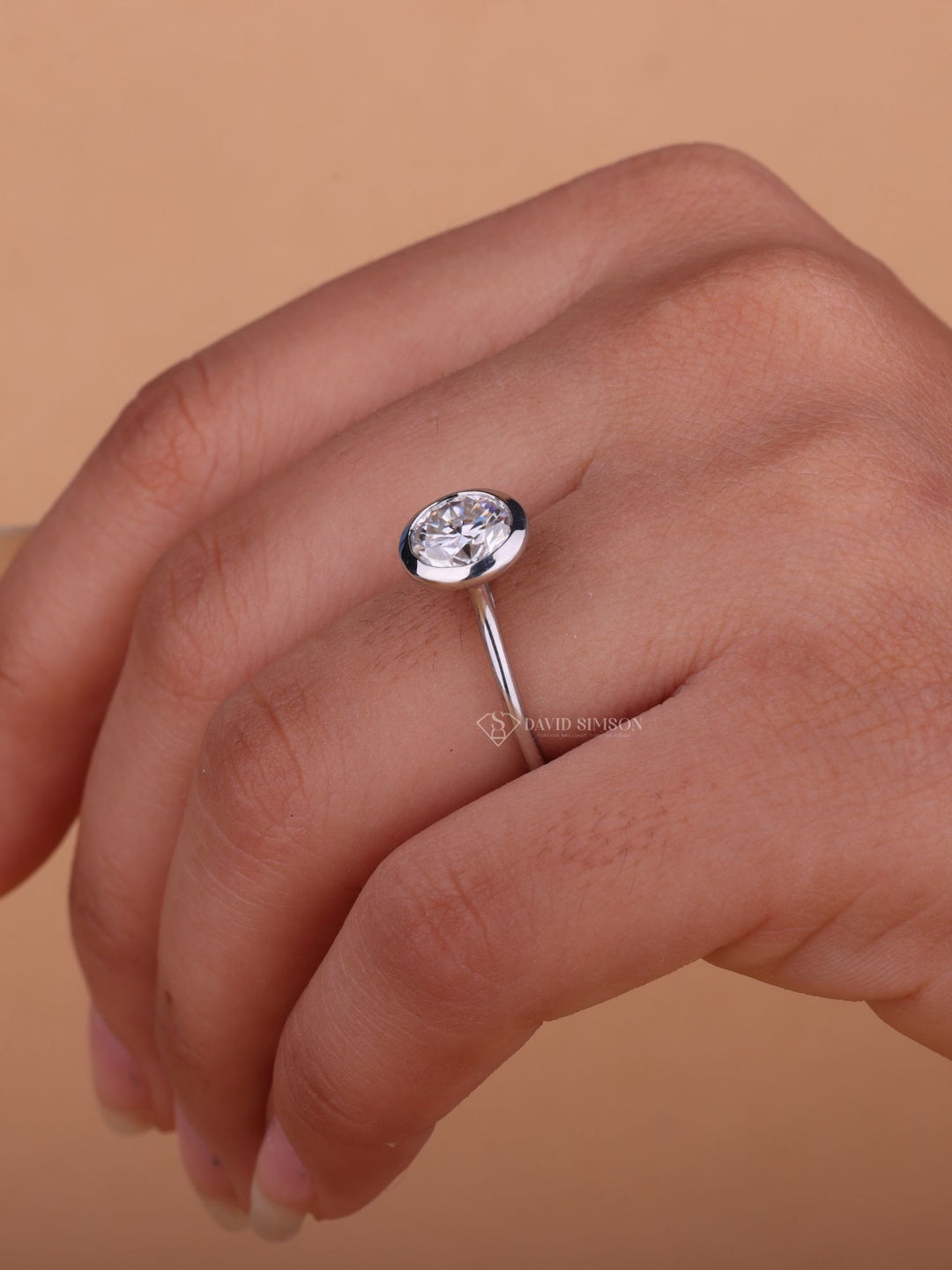 2.50CT-3.50CT Round Cut Moissanite Diamond Bezel Set Engagement Ring