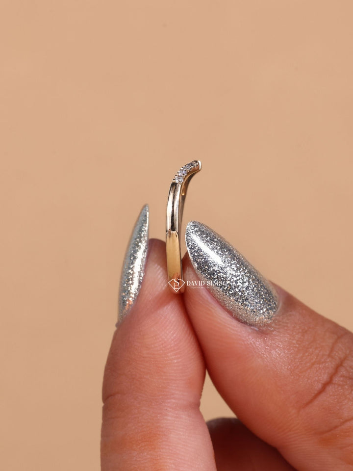 Round Cut Moissanite Diamond Open Curved Stacking Wedding Band