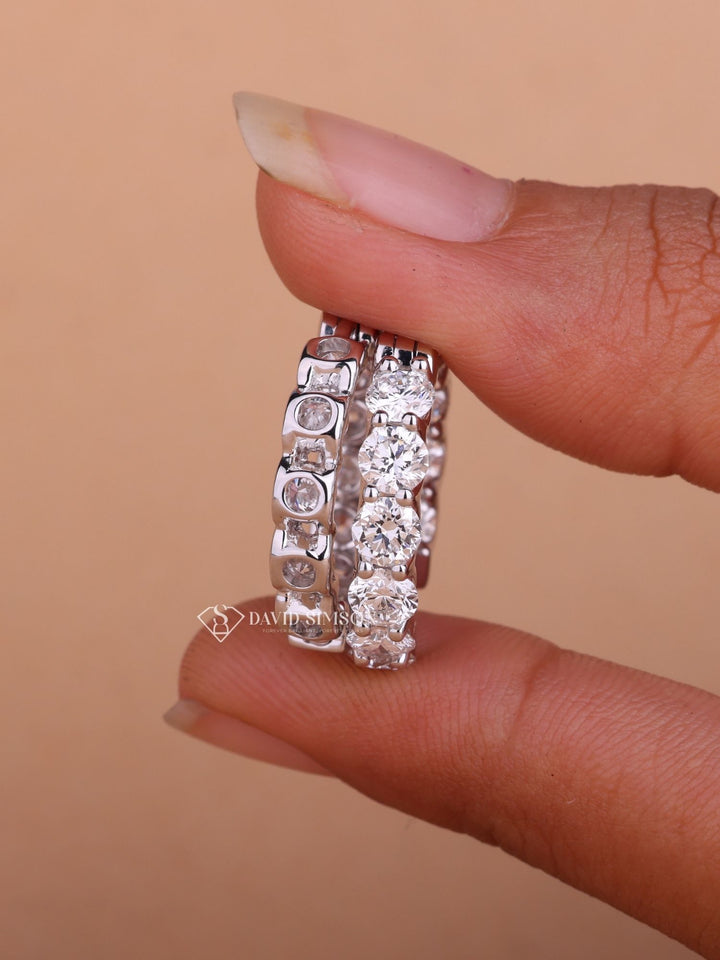 Round Cut Moissanite Diamond Hoops Earrings for Women